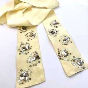 GAP Yellow Silver Sequins Silk Thin Scarf NWT